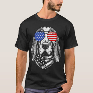 Basset Hound Hund Patriotisk 4 juli Amerikansk US T Shirt