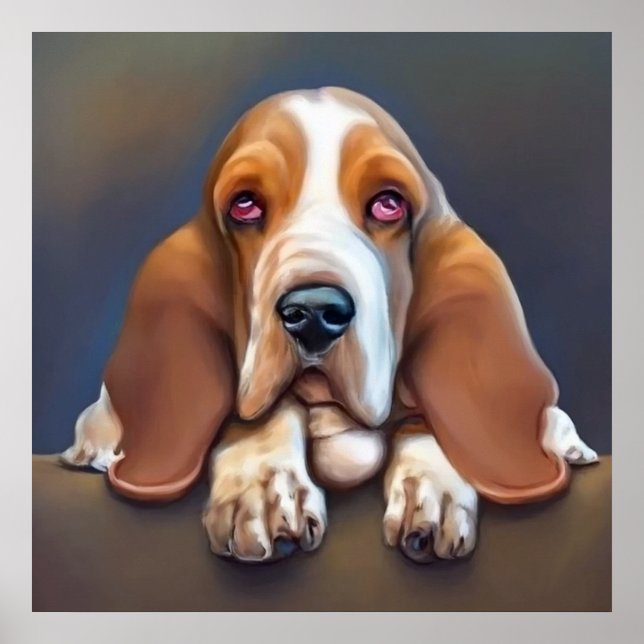 Basset Hound - Hund Porträtt Poster (Framsidan)