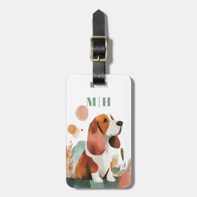 Basset Hound Hund Resväskemärken Bagagebricka (Vertikal Framsida)