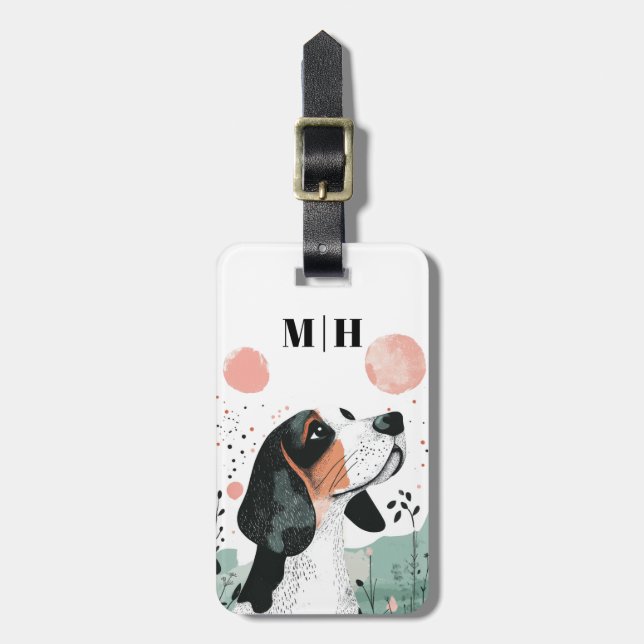 Basset Hound Hund Resväskemärken Bagagebricka (Vertikal Framsida)