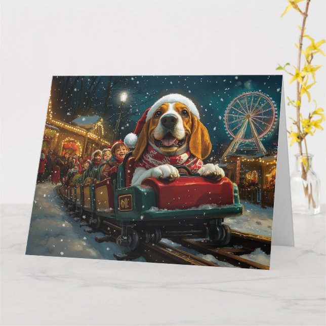 Basset Hound Hund Roller Underlägg jul Kort (Gul blomma)