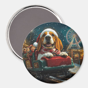 Basset Hound Hund Rulltrappa Jul Magnet
