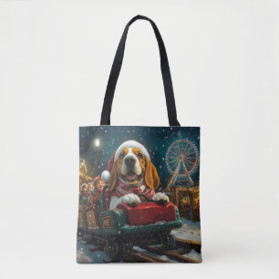 Basset Hound Hund Rulltrappa Jul Tygkasse