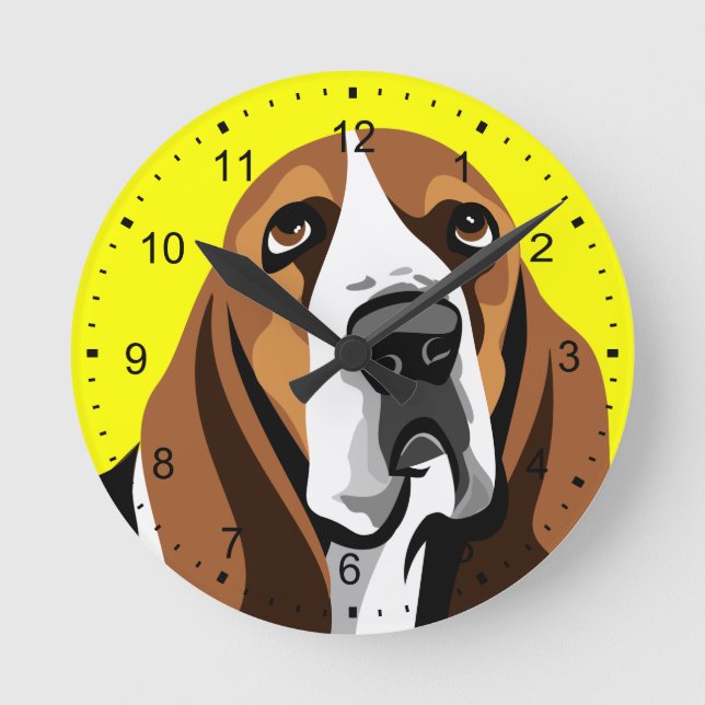 Basset Hound Hund Rund Klocka (Framsida)