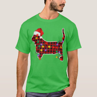Basset Hound Hund Santa Hat jul Ljus Pajama T Shirt