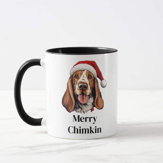 Basset Hound Hund Santa Hat jul Mugg (Vänster)