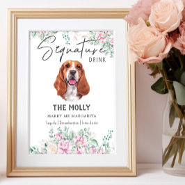Basset Hound Hund Signatur Dryckes skylt