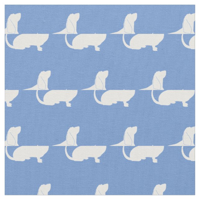 Basset Hound Hund Silhouette Pet Light Blue Tyg (Närbild)