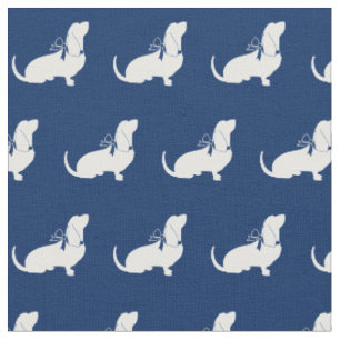 Basset Hound Hund Silhouette Pet Navy Blue Tyg