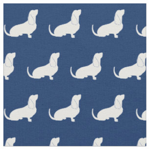 Basset Hound Hund Silhouette Pet Navy Blue Tyg