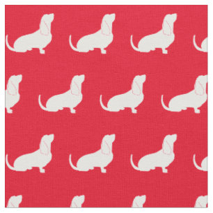 Basset Hound Hund Silhouette Pet Red Tyg