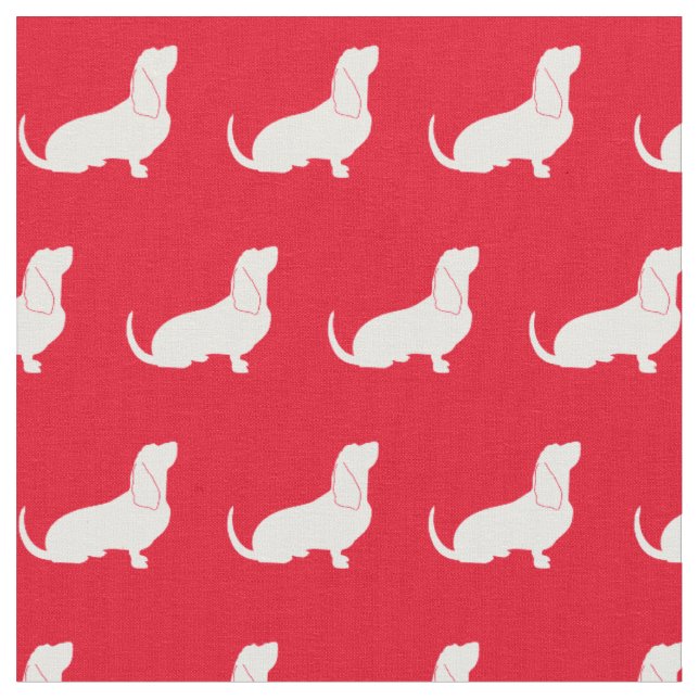 Basset Hound Hund Silhouette Pet Red Tyg (Närbild)
