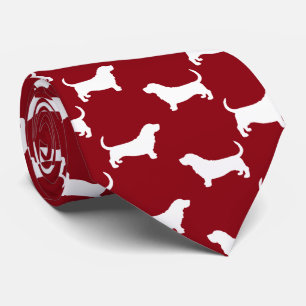 Basset Hound Hund Silhouettes Mönster Red and Whit Slips