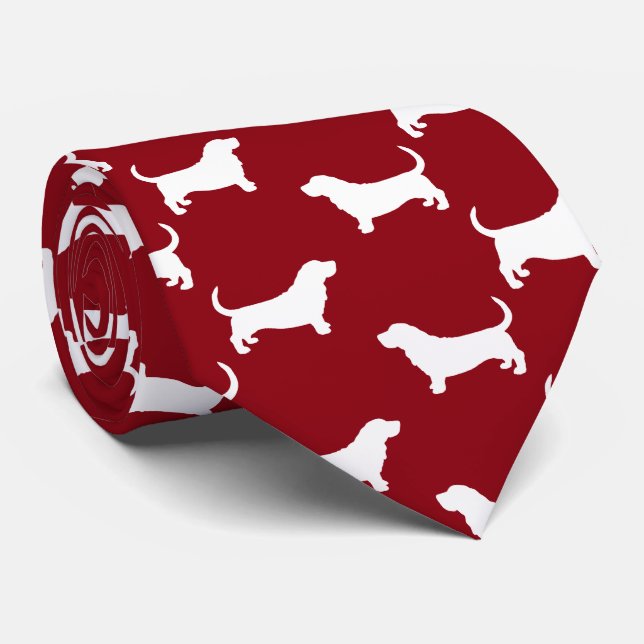 Basset Hound Hund Silhouettes Mönster Red and Whit Slips (Rullad)