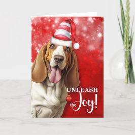 Basset Hound Hund Släpp loss jultomten Helgkort