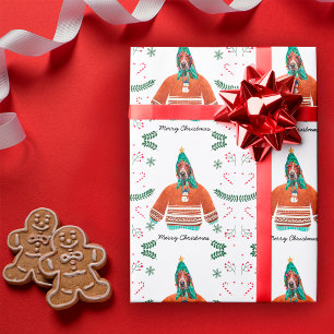 Basset Hound Hund som bär jultröja Festive Presentpapper