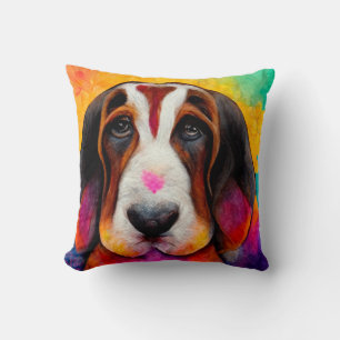 Basset hound hund, söt, färgkudde kudde