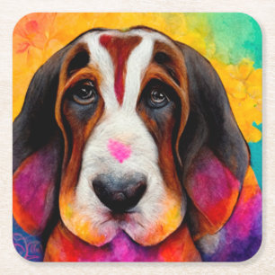 Basset hound hund söt underlägg papper kvadrat