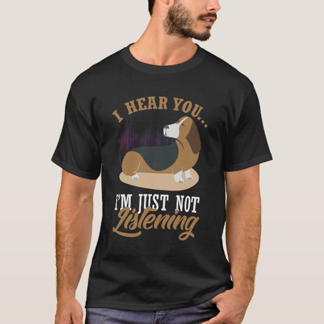 Basset Hound Hund - stora Öron men inte lyssna T Shirt (Framsida)