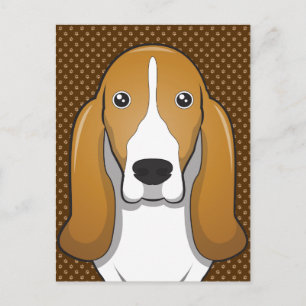 Basset Hound Hund Tecknad Tassar Vykort