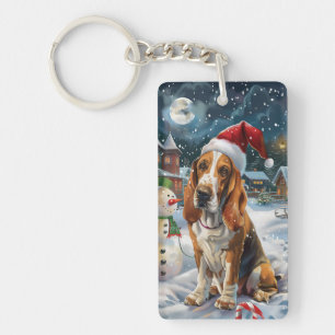 Basset Hound Hund Vinter Värld Julglädje