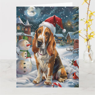 Basset Hound Hund Vinter Värld Julglädje Kort