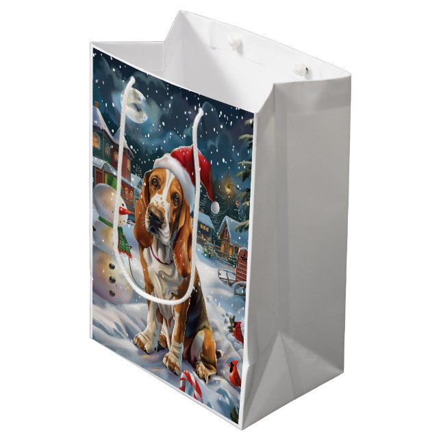 Basset Hound Hund Winter Wonderland jul Joy (Framsidan Vinklad)