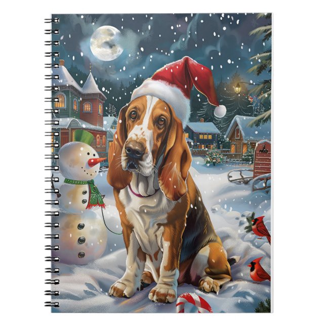 Basset Hound Hund Winter Wonderland jul Joy Anteckningsbok (Framsidan)