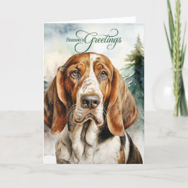 Basset Hound Hund Woodland jul Helgkort