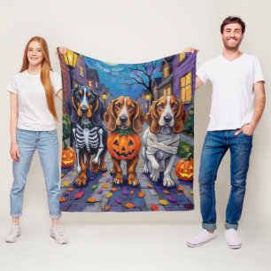 Basset Hound Hundar Busar på Halloween Fleecefilt