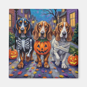 Basset Hound Hundar Busar på Halloween Magnet