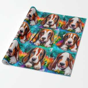 Basset hound hundar mönster Wrapping Papper Presentpapper