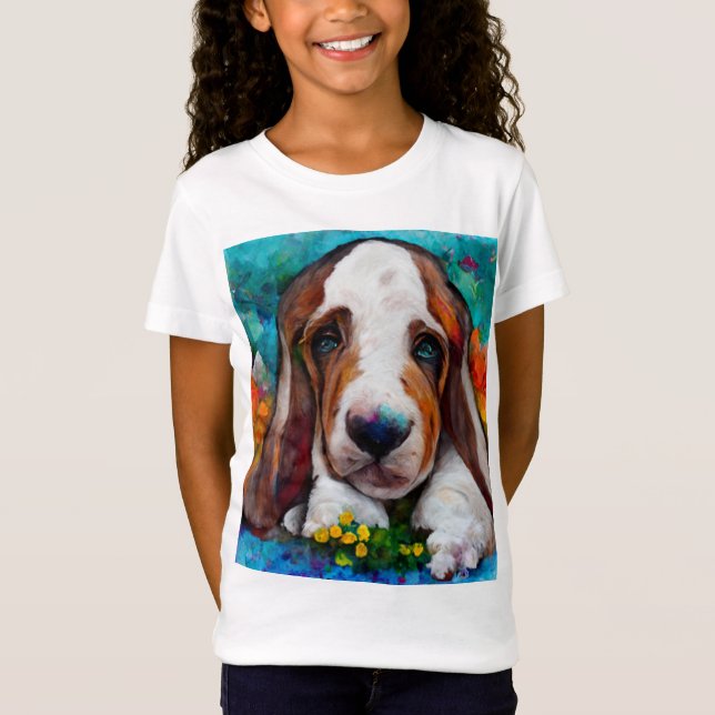 Basset hound hundar tjejer T-Shirt (Framsida)