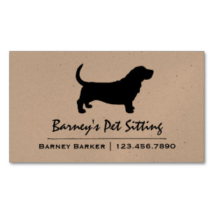 Basset Hound Hundras Silhuett Magnetiska Visitkort