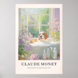 Basset Hound i badkar Affisch Monet stil