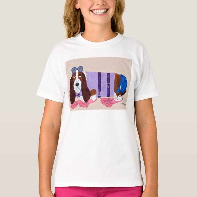 Basset Hound i flipper T Shirt (Framsida)