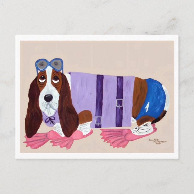 Basset Hound i flipper Vykort (Framsida)