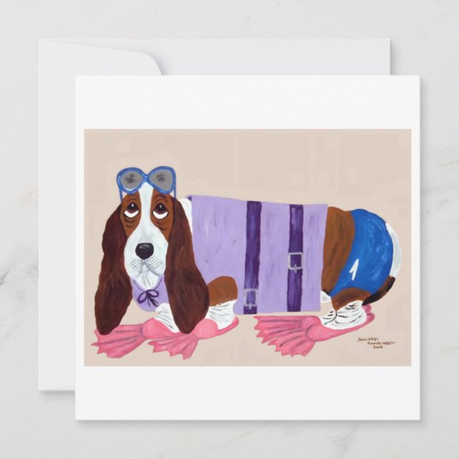 Basset Hound i flippers Julkort (Framsida)
