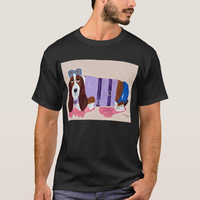 Basset Hound i Flippers t-shirt (Framsida)