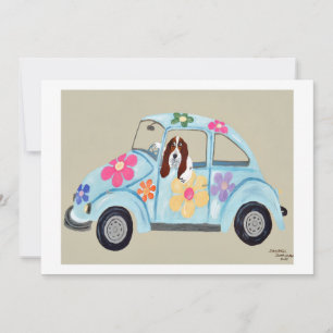 Basset Hound i Hippiebil Inbjudningar