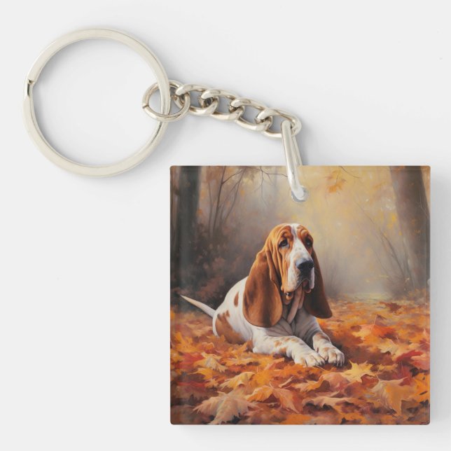 Basset Hound i Höst löv Fall Inspire (Framsidan)