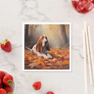 Basset Hound i Höst löv Fall Inspire Pappersservett