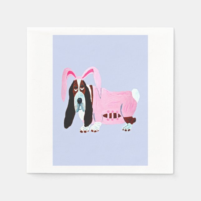 Basset Hound i kanindräkt Pappersservett (Framsidan)
