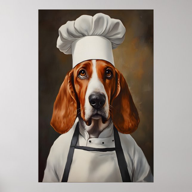 Basset Hound i kockhatt affisch, husdjur affisch (Framsidan)