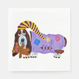 Basset Hound i pyjamas med teddybjörn Pappersservett