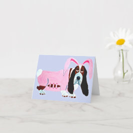 Basset Hound i rosa kanin kostym Kort