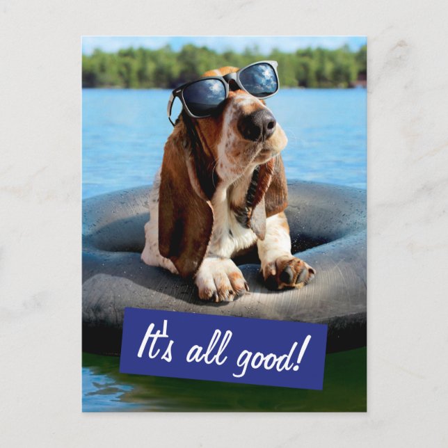 Basset Hound i solglasögon Inbjudan Vykort (Framsida)