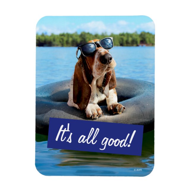 Basset Hound i solglasögon Magnet (Vertikal)