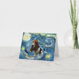 Basset Hound i Starry Night Kort
