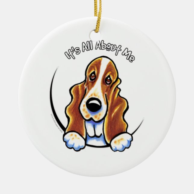 Basset Hound IAAM Julgransprydnad Keramik (Framsidan)